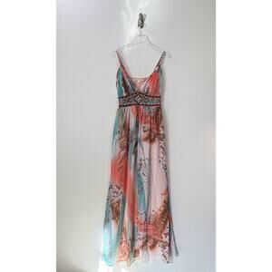 Boston Proper Embellished Printed Maxi Dress Size 8